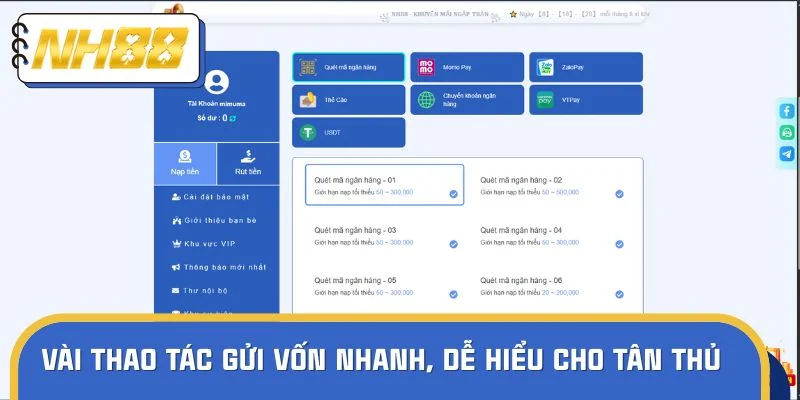 Vài thao tác gửi vốn nhanh, dễ hiểu cho tân thủ